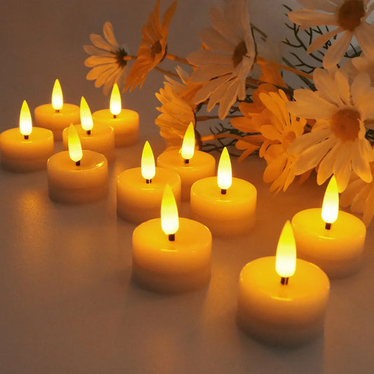 Flameless LED Tea Light Candles, Warm White Flickering Set