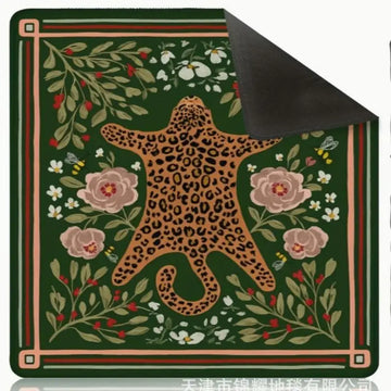 Foldable Mahjong Mat — Retro Leopard Floral