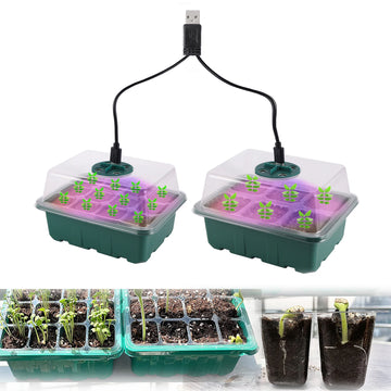 Seed Starter Tray Box With LED Grow Light Nursery Pot Seedling