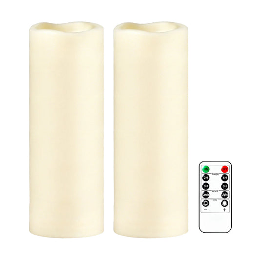 Waterproof Flameless LED Pillar Candles, Set of 2