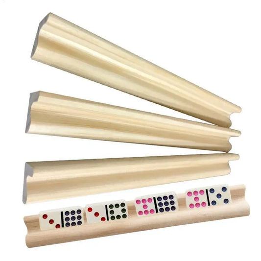 4-Piece Wooden Domino Trays and Racks Set