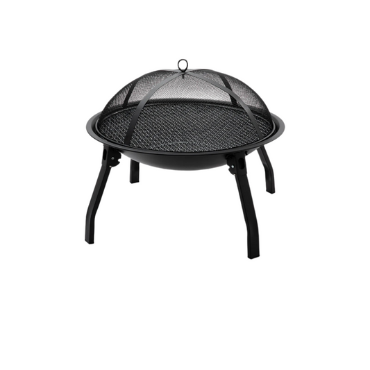 Portable Charcoal Fire Pit, Iron Fire Bowl with Folding Legs