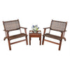 3-Piece Rattan and Eucalyptus Wood Bistro Set with Table