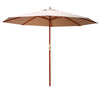 3m Outdoor Pole Umbrella with Crank and 8-Rib Wooden Frame, Beige