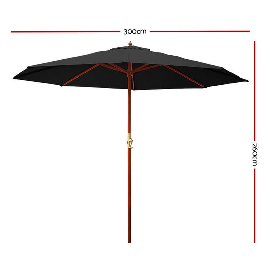 NNEDSZ 3M Outdoor Pole Umbrella Cantilever Stand Garden Umbrellas Patio Black-1