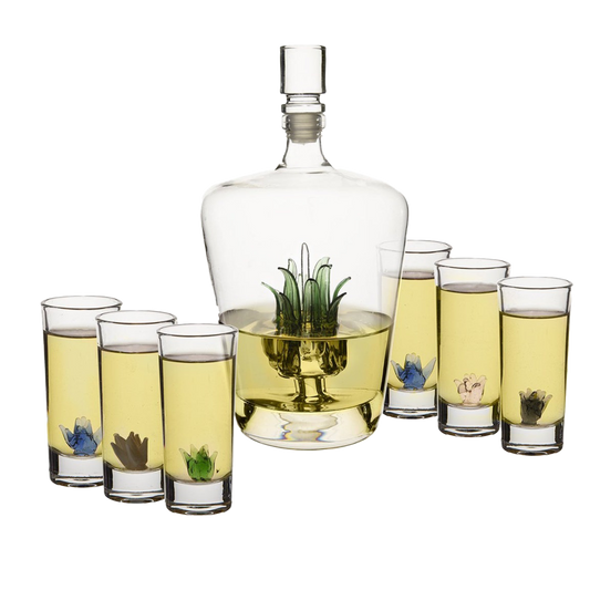 Agave Tequila Decanter Set with 6 Shot Glasses