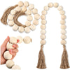 2-Pc Wood Bead Garland with Jute Tassels, 40" (White)