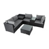 7-Piece Outdoor Wicker Loveseat Set with Storage Corner (Black)