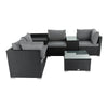 7-Piece Outdoor Wicker Loveseat Set with Storage Corner (Black)