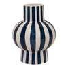 Deep Blue and White Ceramic Round Vase
