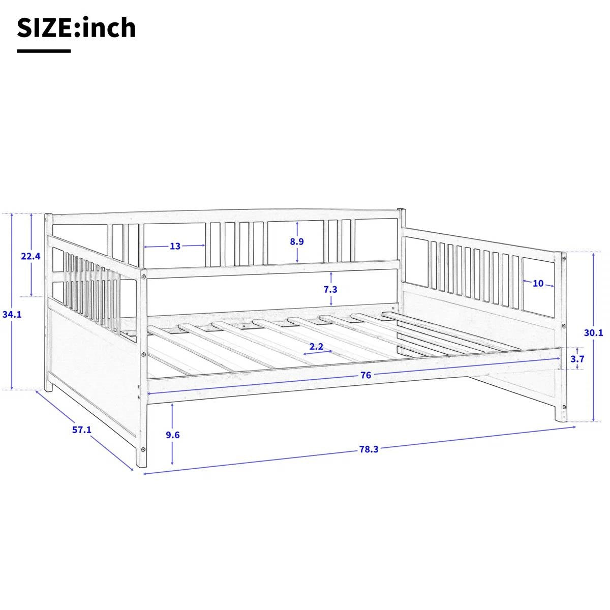 Full size Daybed in White Wood Finish-4