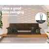 Wooden Porch Swing Chair with Chain, 3-Seater Outdoor Bench, Brown