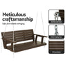 Wooden Porch Swing Chair with Chain, 3-Seater Outdoor Bench, Brown