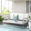 Wooden Porch Swing Chair with Chain, 3-Seater Bench, White