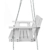 Wooden Porch Swing Chair with Chain, 3-Seater Bench, White