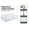 Wooden Porch Swing Chair with Chain, 3-Seater Bench, White
