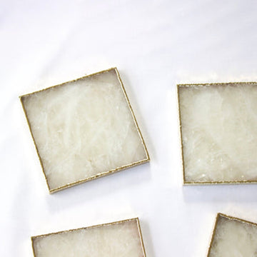 White Agate Square Coasters – Set of 4