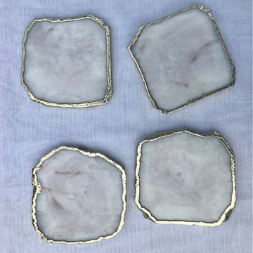 White Agate Natural Edge Coasters – Set of 4