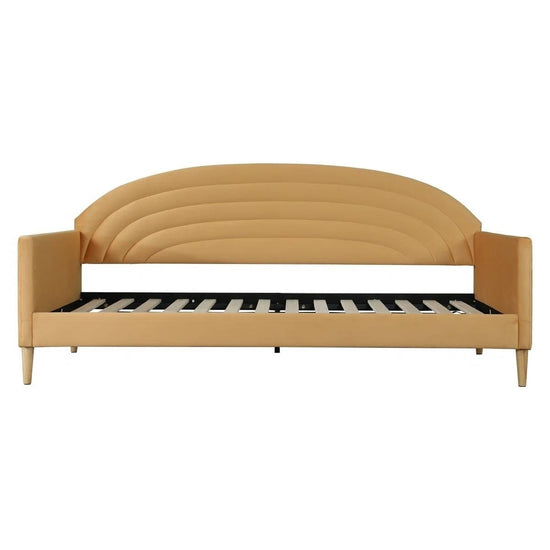 Twin size Mid-Century Modern Yellow Velvet Upholstered Daybed-0