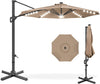 10 ft Solar LED Cantilever Patio Umbrella with Cross Base