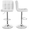 Adjustable Swivel Bar Stool in White PU Leather