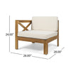 5-Piece Acacia Wood Outdoor L-Shaped Sofa Set with Ottoman