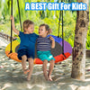 Rainbow Canopy Disc Swing for Kids, Padded Outdoor Hammock Seat