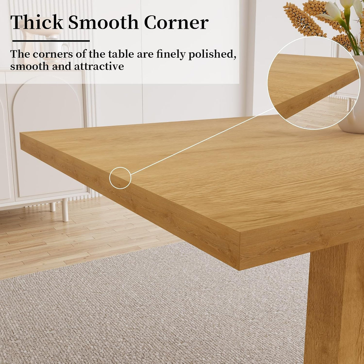 Contemporary Oak Rectangular Dining Table 46 Inches-4