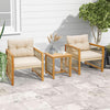 3-Piece Acacia Wood Patio Set with Beige PE Wicker Chairs and Coffee Table