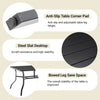 Powder-Coated Steel Outdoor Dining Table — Seats 6, Umbrella Hole, Black