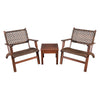 Eucalyptus & Rattan Patio Set — 3 Pc