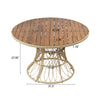 Round Acacia Wood & Wicker Outdoor Dining Table, Teak Finish