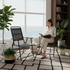 Set of 2 Folding Patio Chairs with WPC Slats