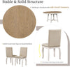 Farmhouse Round Extendable Dining Set, Oak Finish, Upholstered Chairs