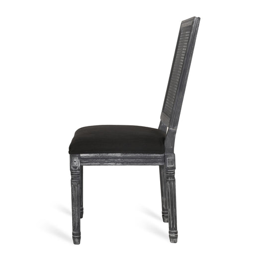 Cane-Back Solid Wood Dining Chairs, Set of 2