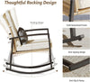 Beige Patio Rocking Chairs Set With Glass Coffee Table-2