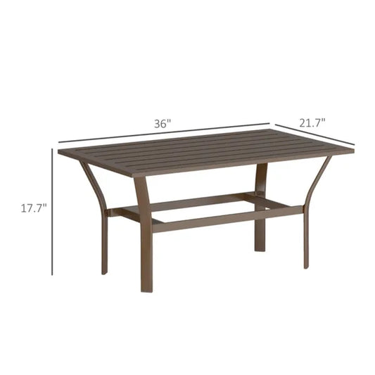 Slatted Metal Outdoor Coffee Table, Brown