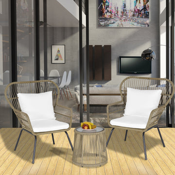 Coastal Wicker Bistro Set — 3 Piece