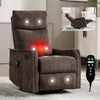 Manual Recliner with Rocker, Swivel & Heat Massage, Brown