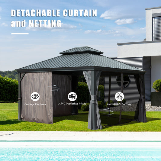Hardtop Gazebo — 10x12 Ft, Galvanized Steel Double Roof