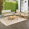 Barclay 4-Piece Acacia Wood Outdoor Patio Set, Teak Brown
