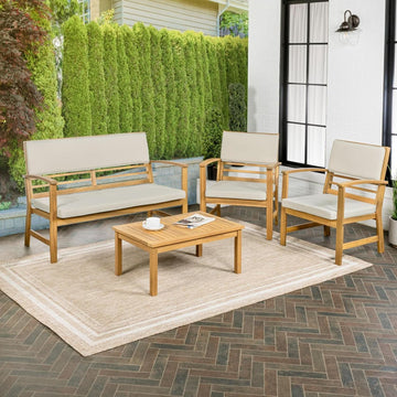 Barclay 4-Piece Acacia Wood Outdoor Patio Set, Teak Brown