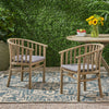 Acacia Wood Outdoor Dining Chairs with Water-Resistant Cushions