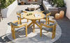5-Piece Acacia Wood Round Outdoor Dining Set with Armchairs