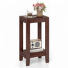 Tall Wooden Sofa End Table with Storage Shelf