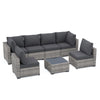 7-Piece Modular Wicker Sectional Set with Glass Table