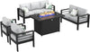 Aluminum 5 Piece Patio Set with 55,000 BTU Fire Pit Table
