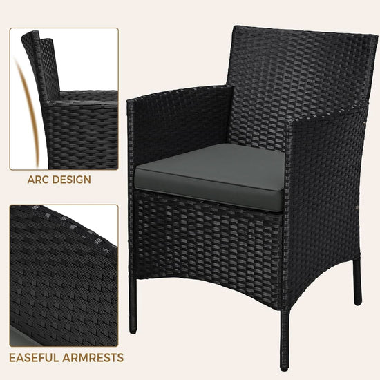 3 Piece Outdoor PE Rattan Wicker Patio Furniture Set With Soft Cushions And Glass Coffee Table-4