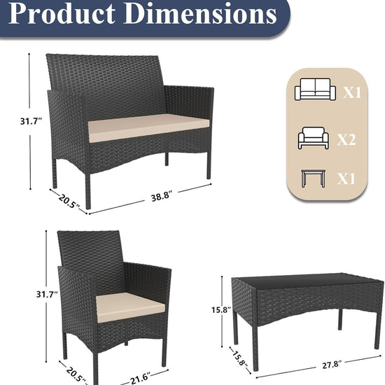 Stylish Four Piece Outdoor Rattan Patio Furniture Set-4