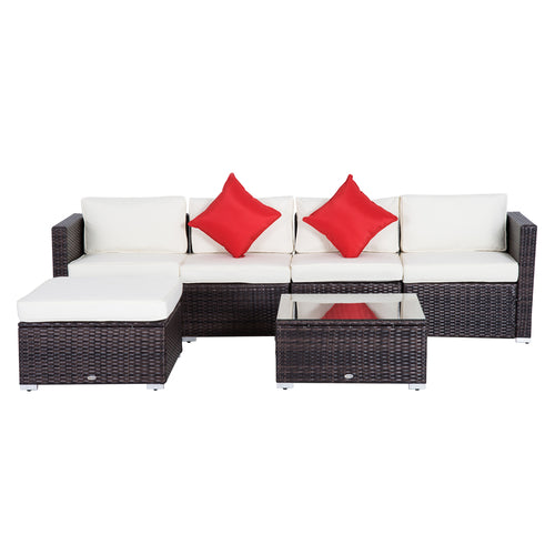 6-Piece Patio Rattan Wicker Outdoor Sectional Set with Cushions
